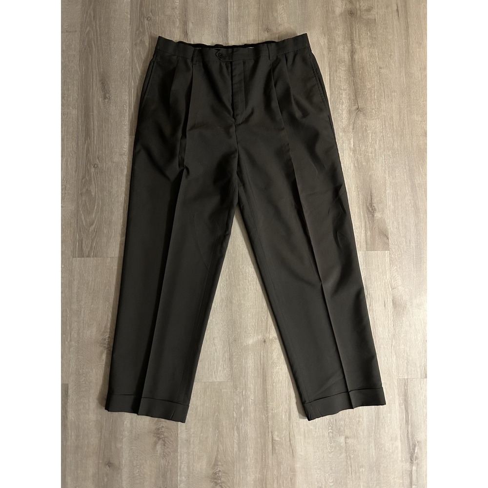 Karl Kani Gold Vintage Pleated Dress Pants, Dark Gray, Polyester, 38x30